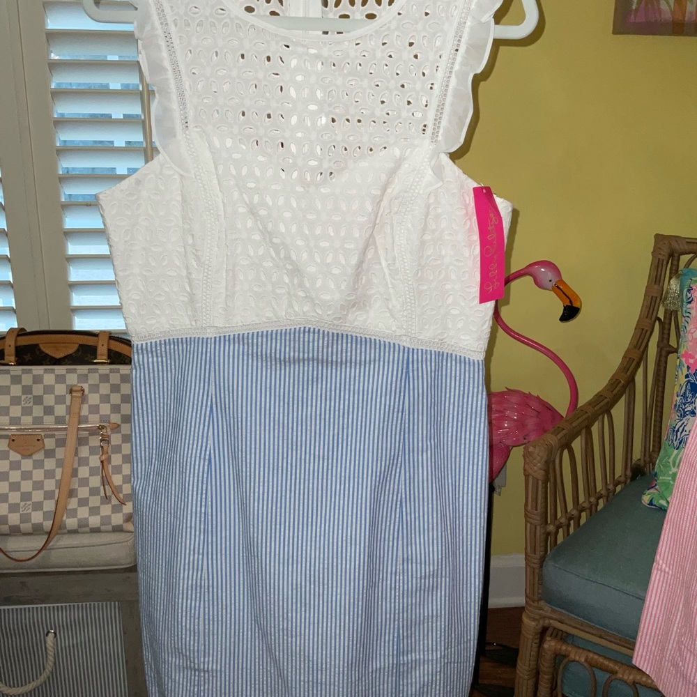 Lilly Pulitzer White and Blue Dress NWOT! - Picture 12 of 16
